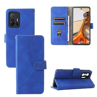SKALO Xiaomi 11T/11T Pro Matt PU-Läder Plånboksfodral - Blå