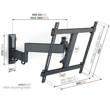 Vogels COMFORT Full Motion TV+ väggfäste TVM3445 (svart)