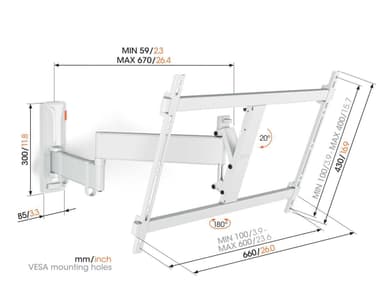 Vogels COMFORT Full Motion TV+ väggfäste TVM3645 (vitt)