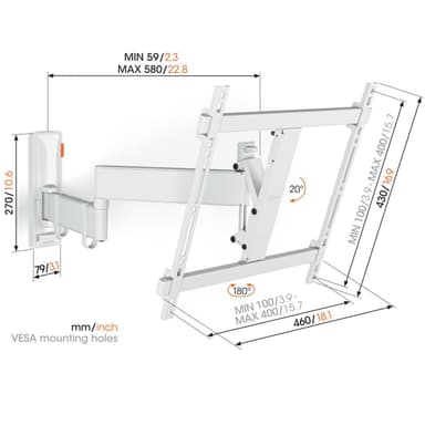 Vogels COMFORT Full Motion TV+ väggfäste TVM3445 (vitt)