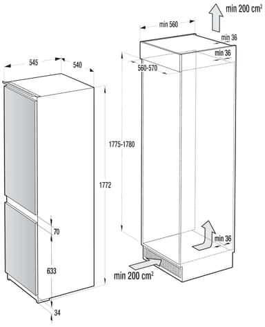 Asko kylskåp/frys kombiskåp RF31831I (integrerad) - Elgiganten - Elgiganten