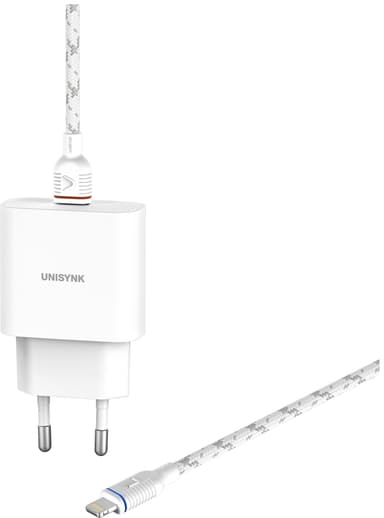 Unisynk 20W Lightning Slim väggladdningskit (vitt)