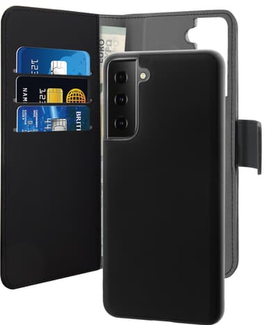 Puro 2-i-1 plånboksfodral Samsung Galaxy S21 FE (svart)