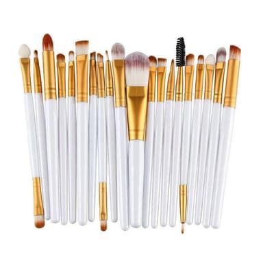 Professionella skonsamma sminkborstar 20-Pack, Vit, Guld