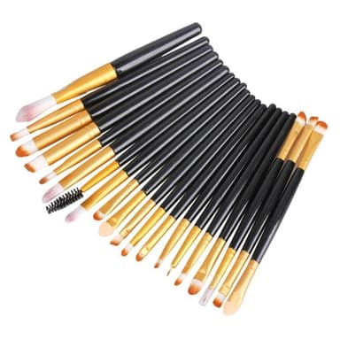 Professionella skonsamma sminkborstar 20-Pack, Svart, Guld