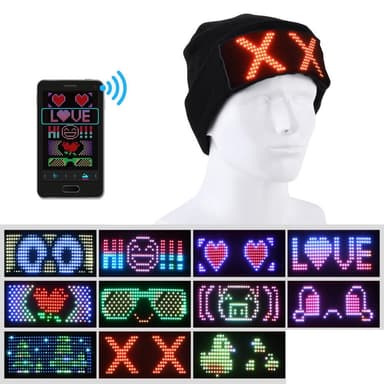 Lysande Glödande Blinkande Mössa Bluetooth APP Kontroll LED Fest
