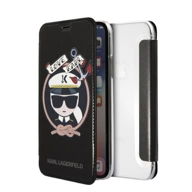 KARL LAGERFELD Karl Sailor skal för iPhone X/XS, flip case, PU läder,
