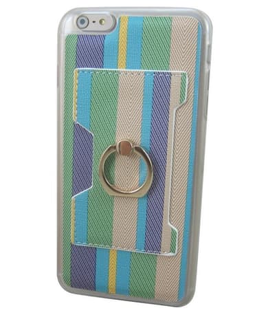 Selfieskal i mjukplast med kortfack till iPhone 6 Plus/6S Plus (Grön stripe)
