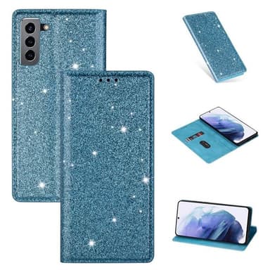 Glitter Smart FlipCase Samsung Galaxy S22  - Ljusblå