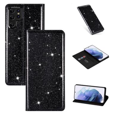 Glitter Smart FlipCase Samsung Galaxy S22 Ultra  - Svart