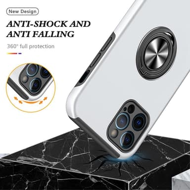 iPhone 13 Pro Hybrid skal med Finger Ring - Silver