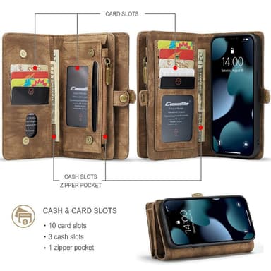 CASEME iPhone 13 Mini Retro plånboksfodral - Brun