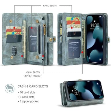 CASEME iPhone 13 Mini Retro plånboksfodral - Blå
