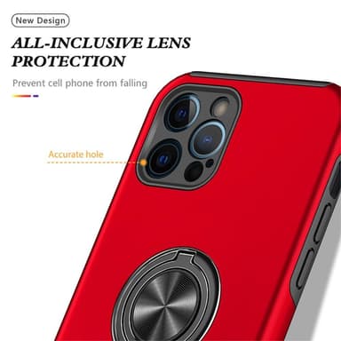 iPhone 13 Pro Hybrid skal med Finger Ring - Röd