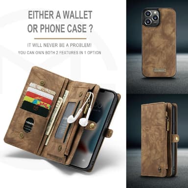 CASEME iPhone 13 Pro Retro plånboksfodral - Brun