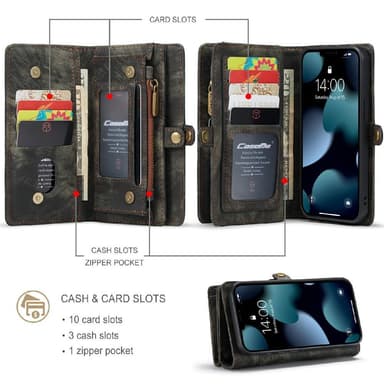 CASEME iPhone 13 Mini Retro plånboksfodral - Svart