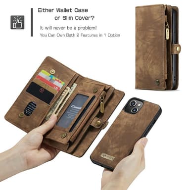 CASEME iPhone 13 Retro plånboksfodral - Brun