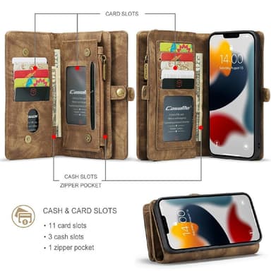 CASEME iPhone 13 Pro Retro plånboksfodral - Brun