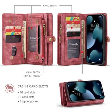CASEME iPhone 13 Mini Retro plånboksfodral - Röd