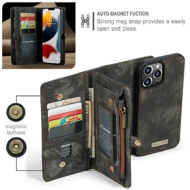 CASEME iPhone 13 Pro Max Retro plånboksfodral - Svart