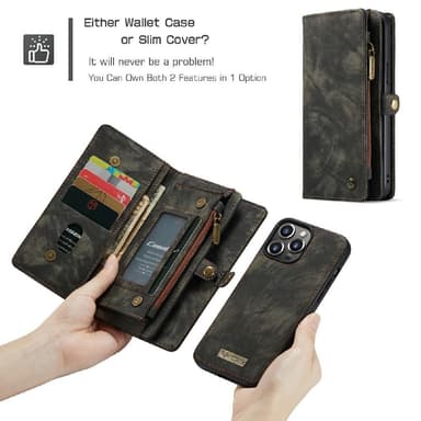 CASEME iPhone 13 Pro Max Retro plånboksfodral - Svart