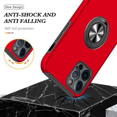 iPhone 13 Mini Hybrid skal med Finger Ring - Röd