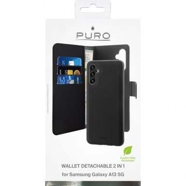 Puro 2-i-1 plånbok Samsung Galaxy A13 5G/A04s (svart)