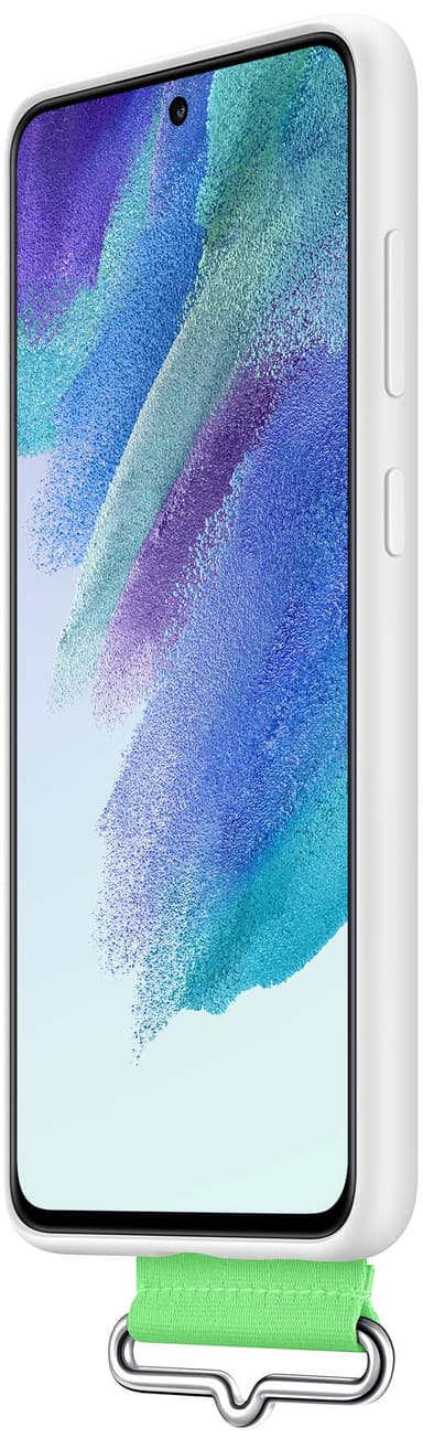 Samsung Galaxy S21 FE silikonfodral med rem (vit)