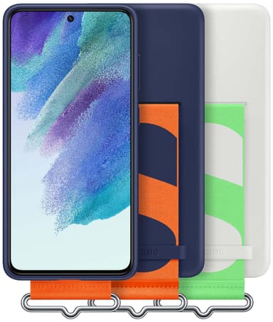 Samsung Galaxy S21 FE silikonfodral med rem (vit)