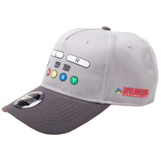 Nintendo - Böjd keps med SNES-knappar (grå)