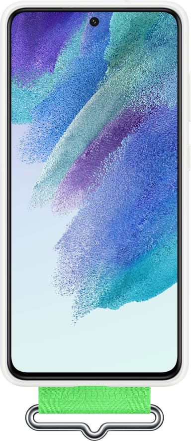 Samsung Galaxy S21 FE silikonfodral med rem (vit)