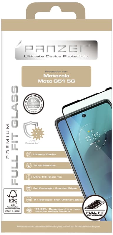 Panzer Full-Fit skärmskydd för Motorola Moto G51