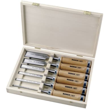 Stämjärnsats, 6-delars, trälåda, 6,10,12,18,25,32mm