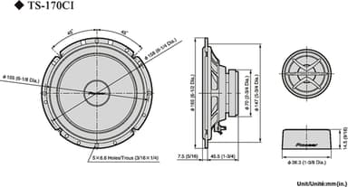 Pioneer TS-170Ci - 17cm Separate Custom Fit Speakers (170W)
