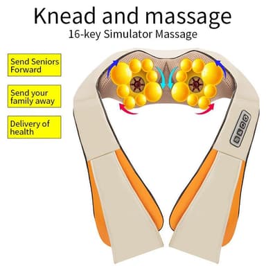 Elektrisk Shiatsu massagekudde med värme för nacke/axel Beige