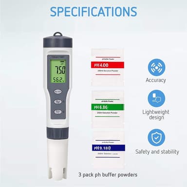 3-i-1 Digital vattenmätare pH värde, TDS och temperatur