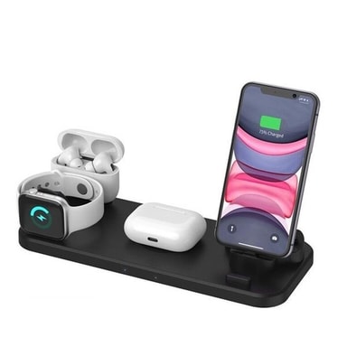 Svart 4 - 1 Laddningsstation För iPhone, Apple Watch, AirPods, Apple Pencil  1 - Prylxperten