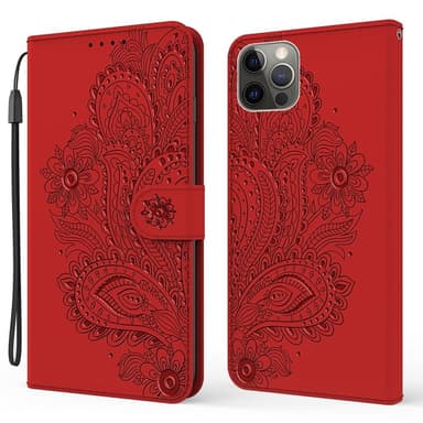 SKALO iPhone 13 Pro Max Mandala Plånboksfodral - Röd