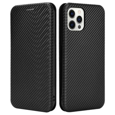 SKALO iPhone 13 Pro Max Carbon Fiber Plånboksfodral - Svart