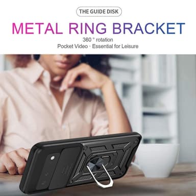 SKALO Google Pixel 6 Armor Hybrid Metallring Kameraslider - Svart