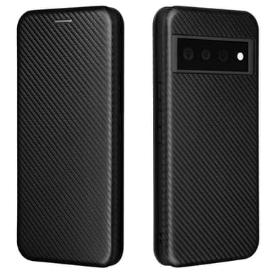 SKALO Google Pixel 6 Carbon Fiber Plånboksfodral - Svart