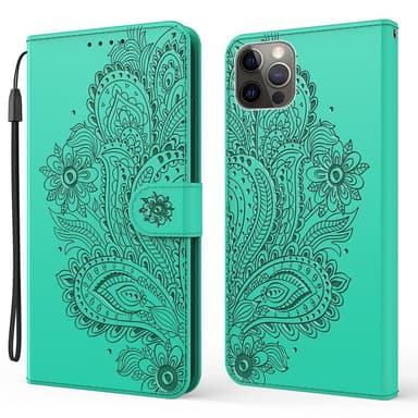 SKALO iPhone 13 Pro Max Mandala Plånboksfodral - Turkos