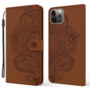 SKALO iPhone 13 Pro Max Mandala Plånboksfodral - Brun