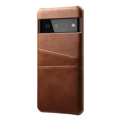 SKALO Google Pixel 6 PU-Läder Korthållare Skal - Mörkbrun