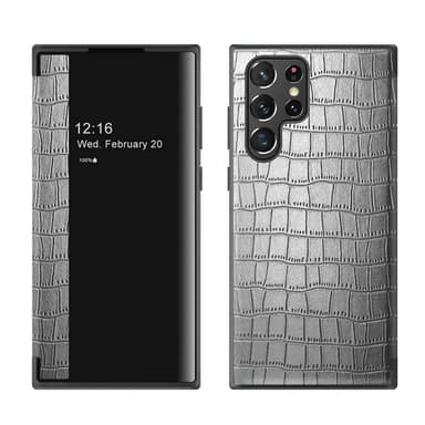 Crocodile FlipCover Samsung Galaxy S22 Ultra  - Silver