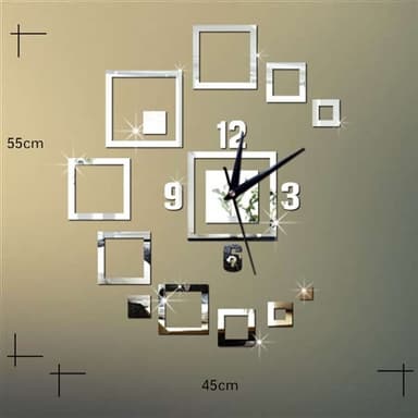 Väggdekor 3D klocka - Silver
