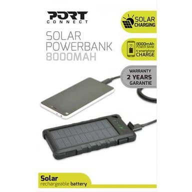 Port Connect Solar Power Bank -batteri, 4 smarttelefonladdningar, stöt