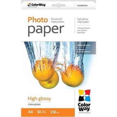 ColorWay högblankt fotopapper, 50 ark, A4, 230 g/m²