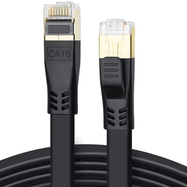 Ethernet Cat 8 platt nätverkskabel 3 meter Svart