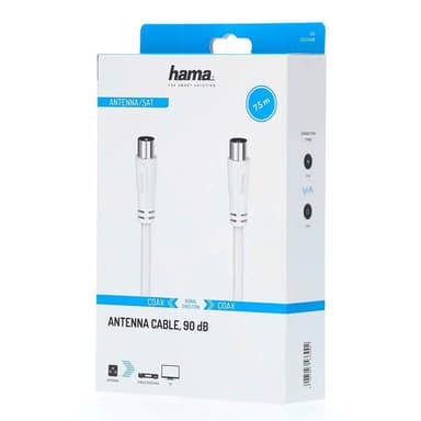 Hama 90dB antennkabel (vit, 7.5m)